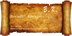 Borsó Korvin névjegykártya